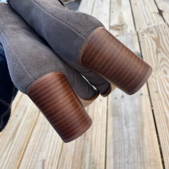Splendid Lakota Grey Suede Boho Stacked Heel Pull On Ankle Booties - Picture 4 of 11